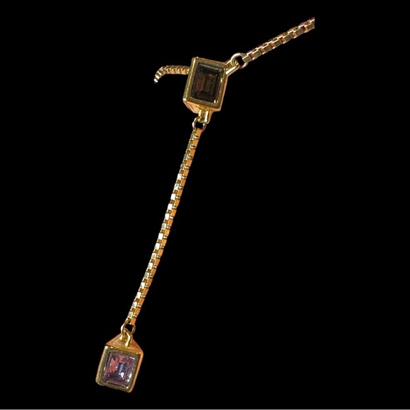 Swarovski Crystal Caged Smoky Quartz & Amethyst Y-Drop Necklace (EUC) - Picture 8 of 12